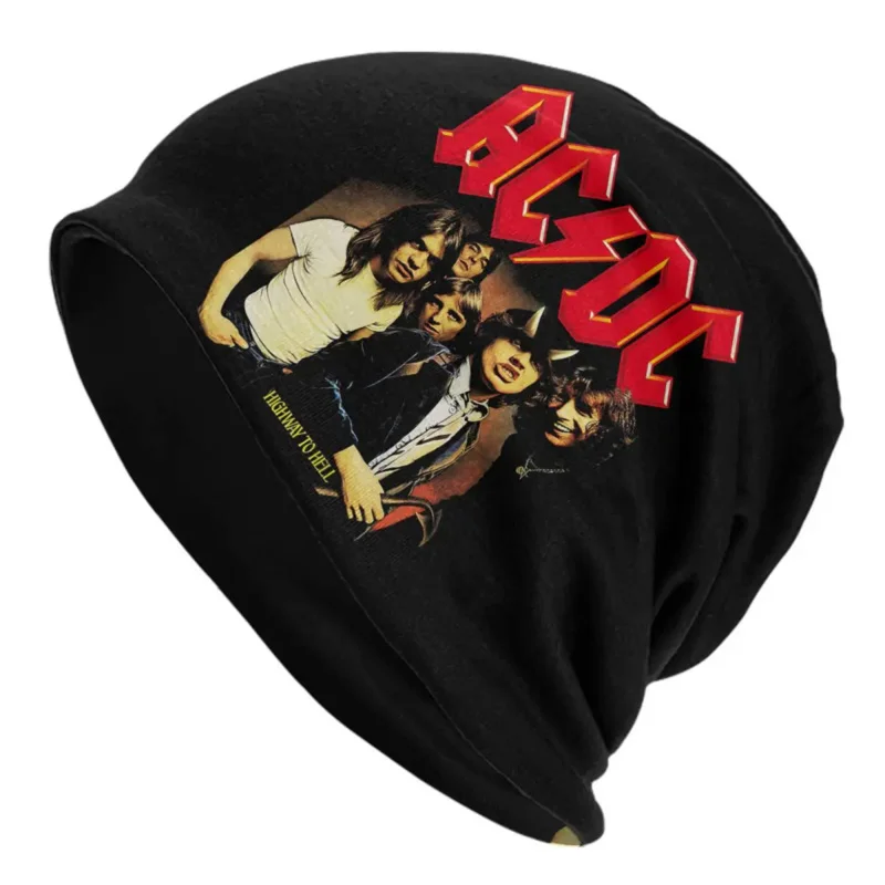 

Vintage Rock AC DC Skullies Beanies Caps Streetwear Winter Warm Men Knitted Hats Adult Unisex Heavy Metal Music Band Bonnet Hats
