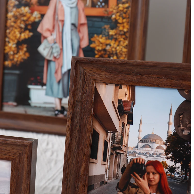 1pc deep walnut color plastic photo frame Nordic retro personality small photo frame table 4 "5" 6 "7" 8 10 "A4 photo frame