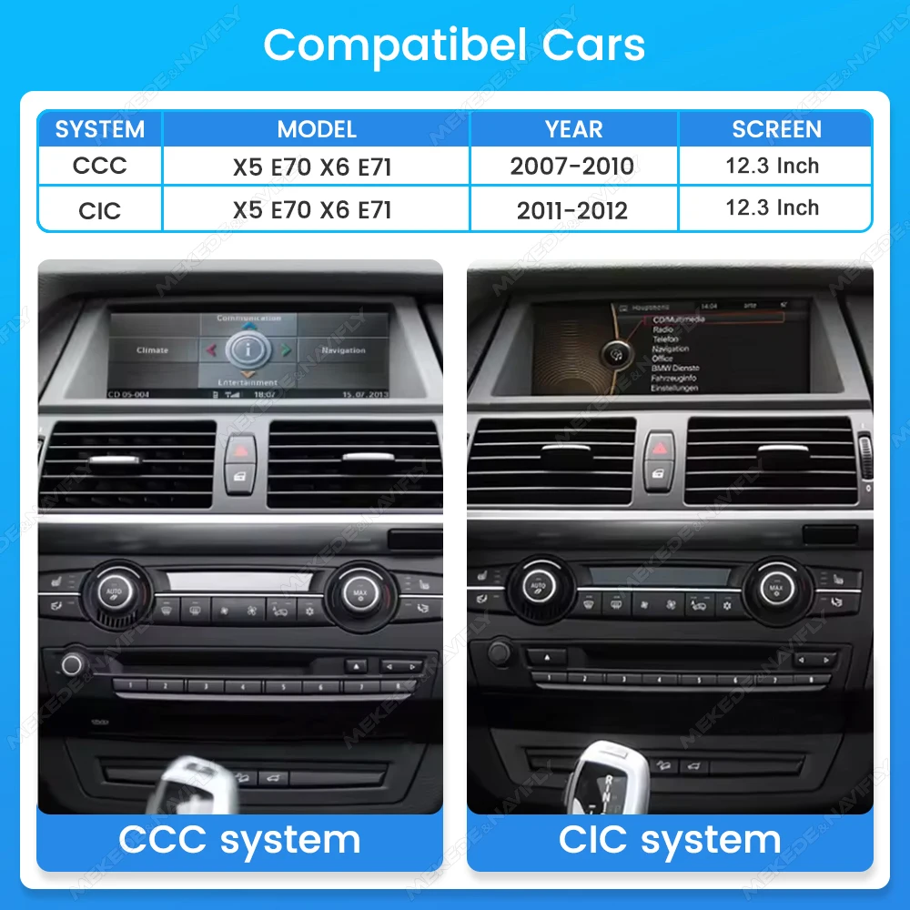 MEKEDE Radio para coche con sistema Linux de 10,25/12,3 pulgadas para BMW X5 E70 X6 E71 2007-2012 AirPlay Autolink CarPlay Android Auto GPS Navegación Reproductor Multimedia BT SWC Autoradio Reproductor de vídeo Unidad principal Estéreo Sistema inteligente 2
