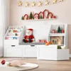 55.1’’ Kids Bookshelf with Reading Nook, Toy Storage Organizer with Seat Cushion and 3 Movable Drawers, Kids Reading Nook 2