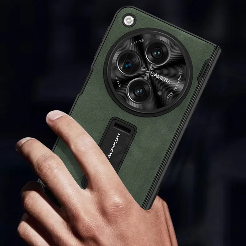 Magnetic Hinge PU Leather Case For Oneplus Open With Front Glass 360 All-include