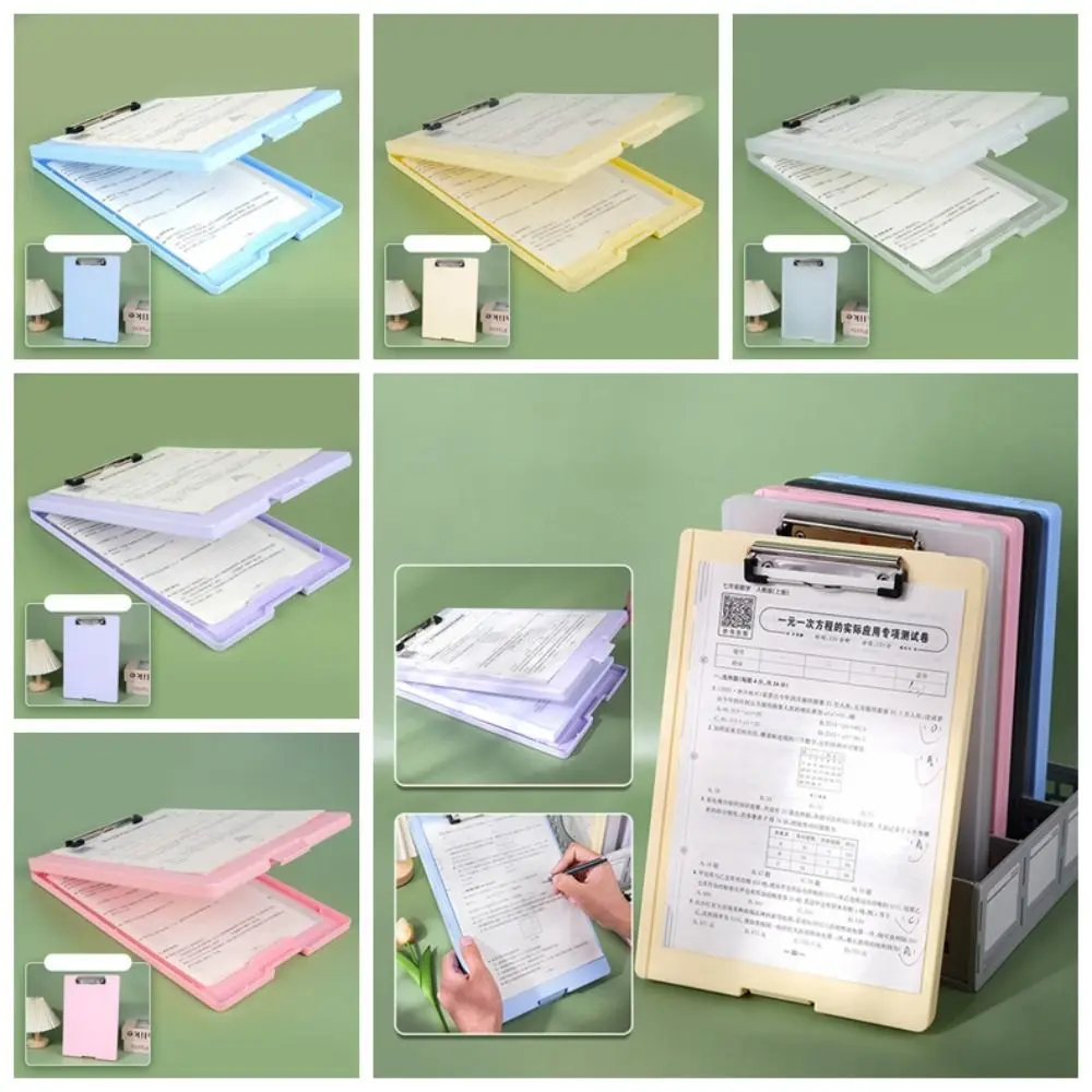

File Storage A4 File Clipboard Box Case 6 Color Large Capacity Plastic Memo Clip Board Waterproof A4 File Folder Student
