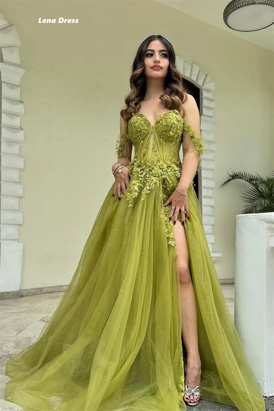 Lena Off-shoulder Evening Dresses Woman Elegant Dresses for Special Event Line A Luxury Women Evening Dress Custom Made Prom 3
