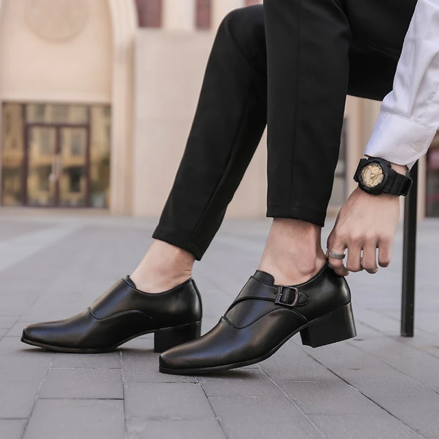 Attitudist Matte Black High Heel Formal Derby Shoes