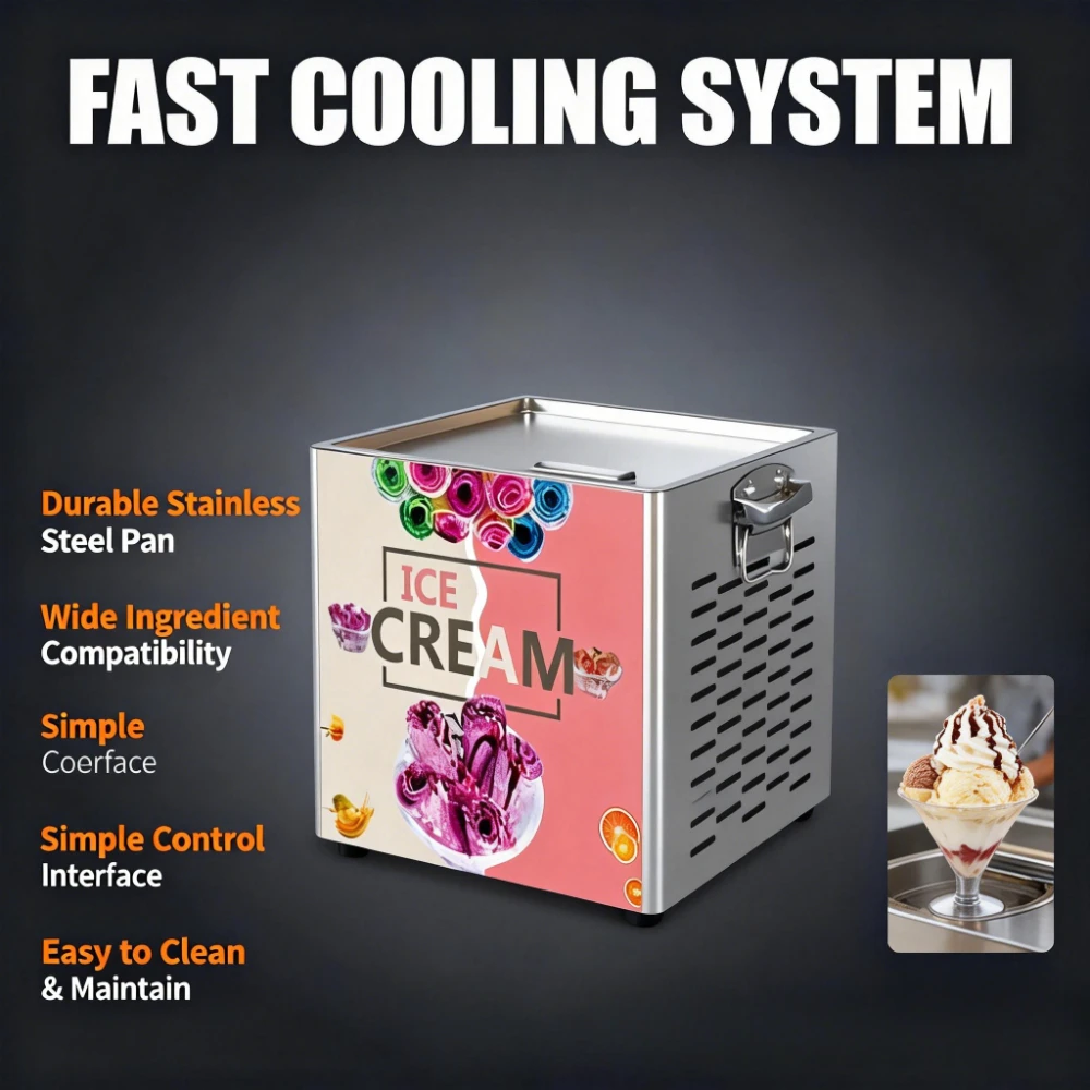 Macchina per gelato fritto fai-da-te, macchina per gelato arrotolato, macchina per gelato commerciale, macchina per gelato portatile per dessert congelato