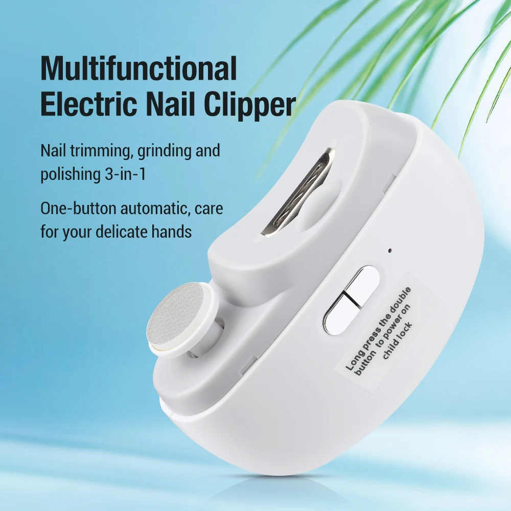 Automatic Electric Nail Clippers with Light Adult Baby Fingernail & Toe Trimmer Pedicure Polishing Cutter