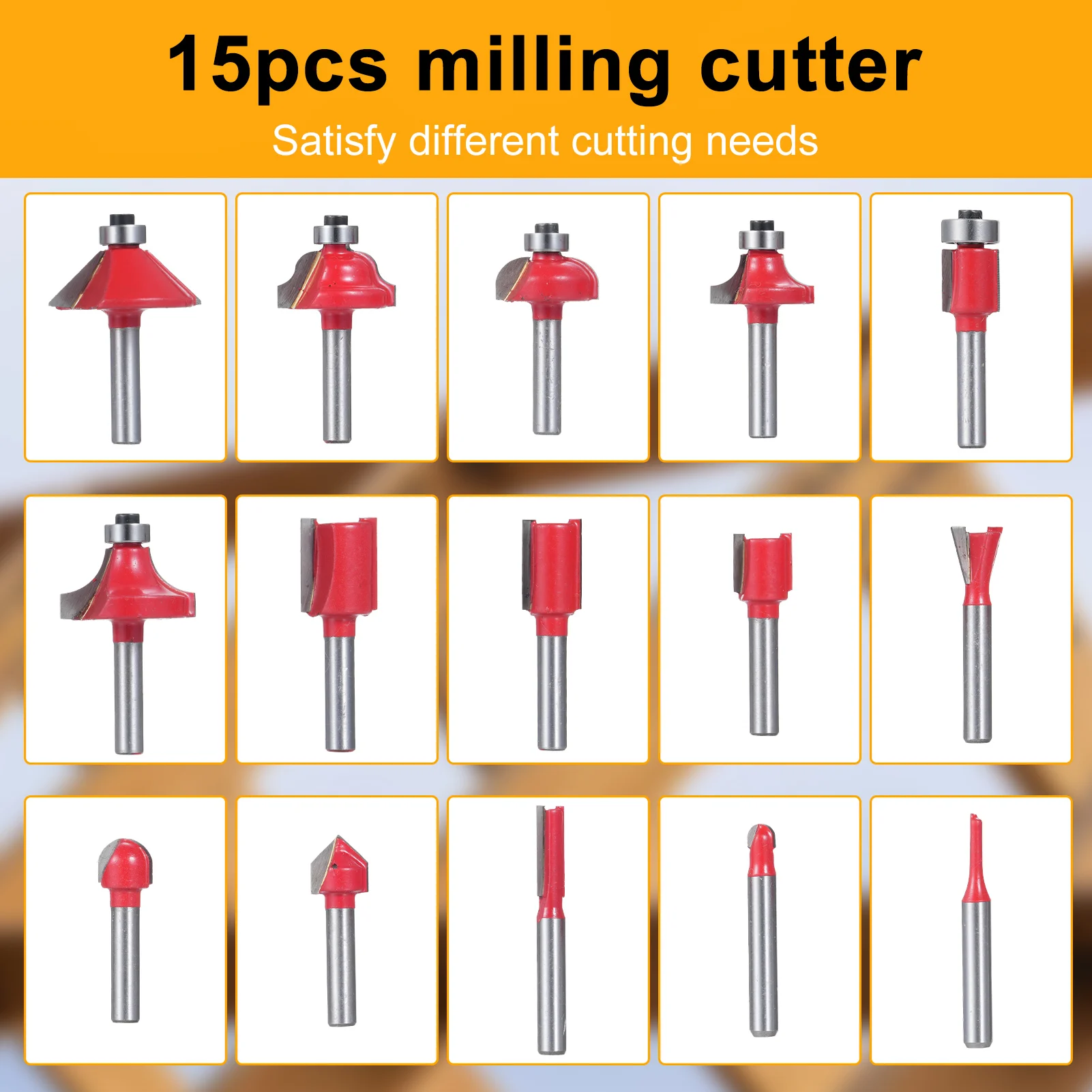 Wood Router 800W Wood Trimmer 30000r/min 6 Variable Speed with 15pcs Milling Cutter Accurate Cutting for Woodworking Trimming