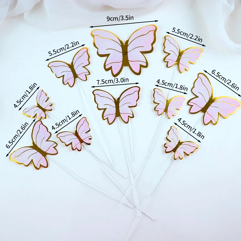 Description Picture 4 of item10pcs Butterfly Cake Decoration Festival Plugin Baking Decoration Flag Happy Birthday Party Cake Wedding Birthday Insert Decor