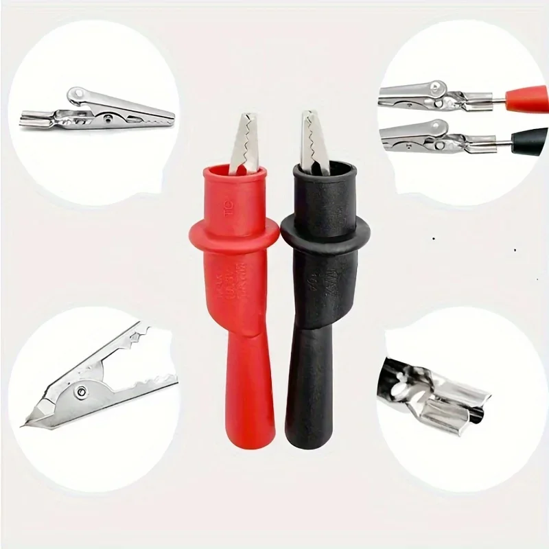 Double insulated crocodile clip 2pcs 2mm-CAT III 1000V 10A Suitable for Electrical Measurement and Maintenance