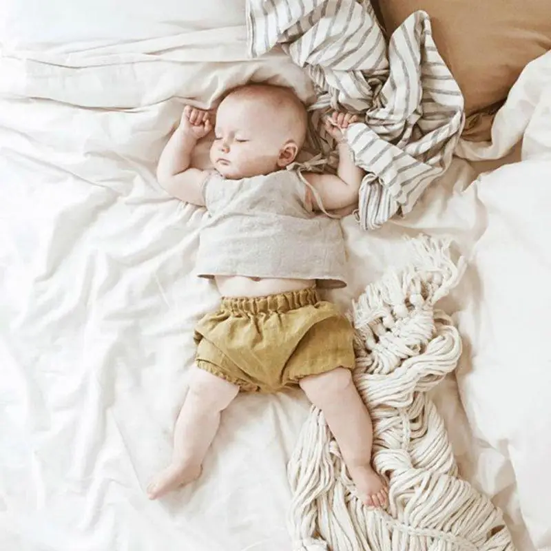 Y88D Summer Baby Boys Girls Shorts Bloomers with 5 Colours with Elastic WaistbandEasy Dressing Blue Gray Pink Turmeric