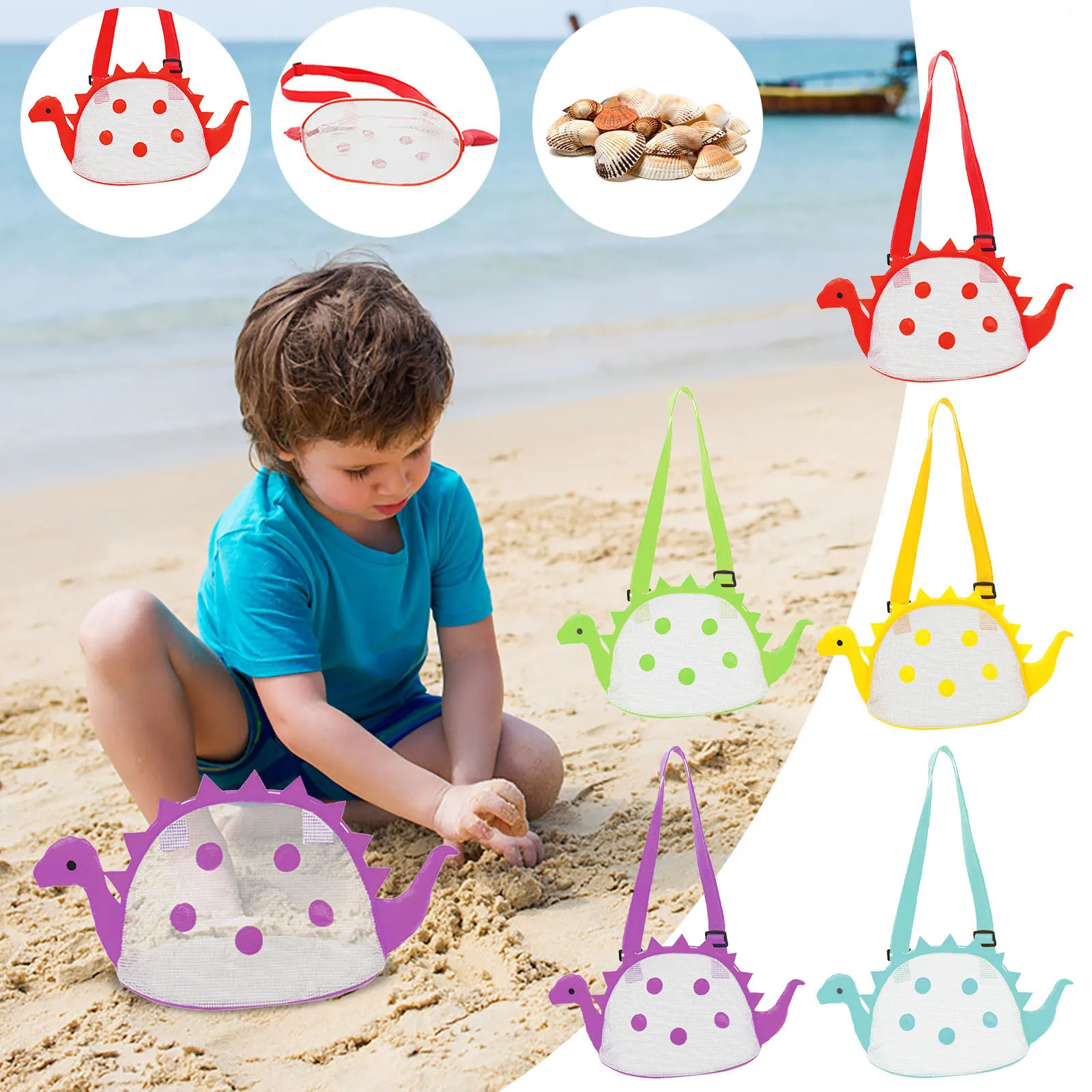 Children S Sand Toys Baby Meshs Beach Breathable Sea Shell Bags Cute Adjustable Carrying Straps Storage Bags Beach Accessories Aliexpress