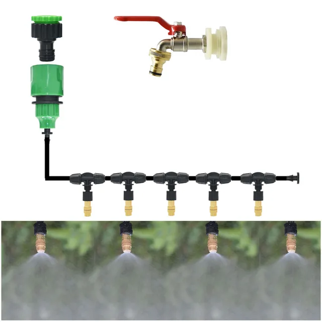 5 M-30 M Kültéri Ködös Hűtőrendszer Kerti Öntözési Öntözés 1/4 ' Sárgaréz Porlasztó Fúvókák 4/7 Mm Tömlő Póló Reteszelő Anyával - Image 3