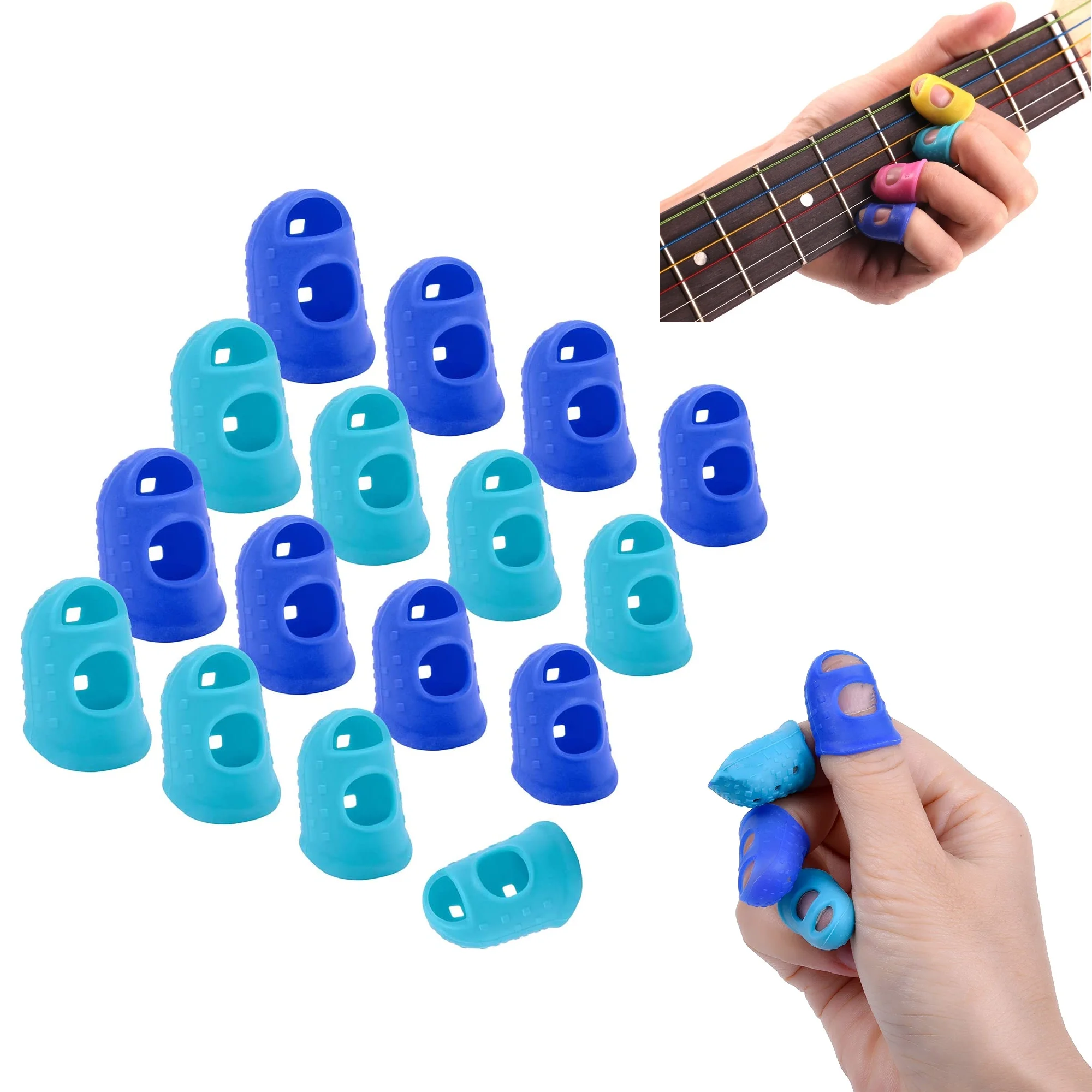 16Pcs Thimbles Fingers Tip Guitar Silicone Thimble Finger Protectors
