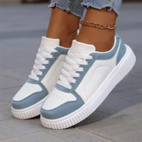 Women Casual Shoes Thick Sole Outdoor Female White Flat Board Shoes Lace Up White Sneakers Walking PU Leather Luxury Fashion