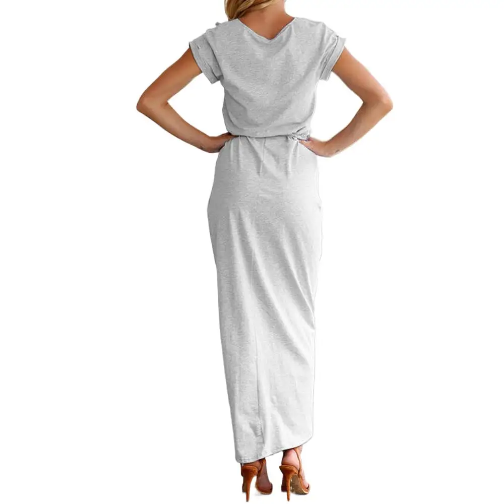 Women Summer Asymmetric Ruffle Short Sleeve Dress