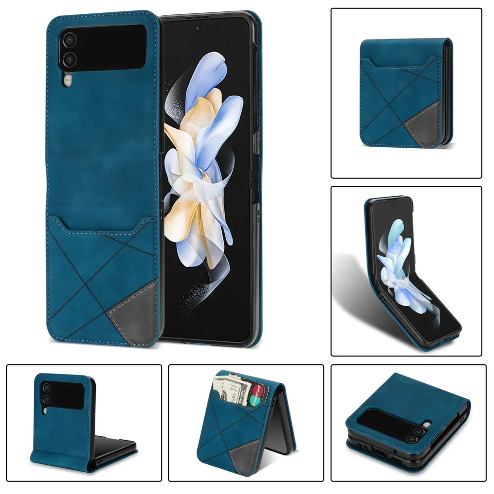 Elegant Splicing Line Leather Wallet Phone Case with Credit Card Slots