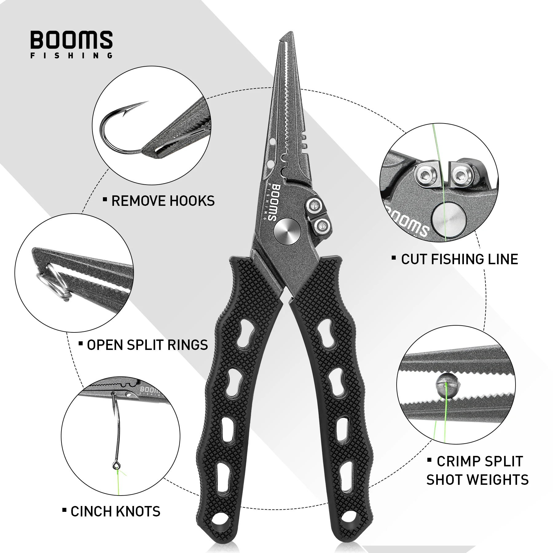 Fishing Pliers, Stainless Steel Hook Remover, Fishing Line Scissors, Braided Line Cutters, Split Ring Opener, 5 Inch Fishing Tool