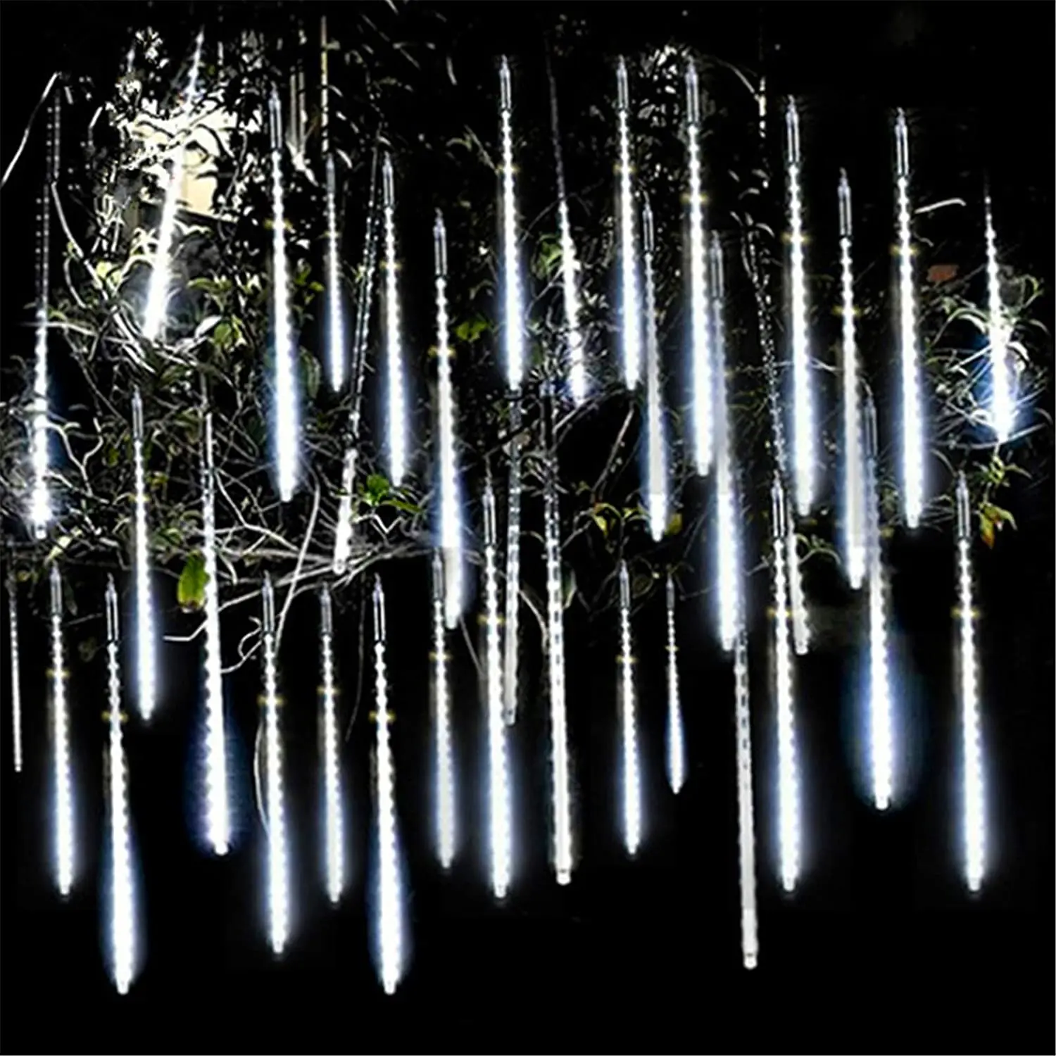 Meteor Shower Rain Lights,11.8inch 8 Tubes Falling Christmas Lights Outdoor Raindrop Lights,Xmas Wedding Tree Holiday Decoration 2