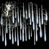 Meteor Shower Rain Lights,11.8inch 8 Tubes Falling Christmas Lights Outdoor Raindrop Lights,Xmas Wedding Tree Holiday Decoration 2