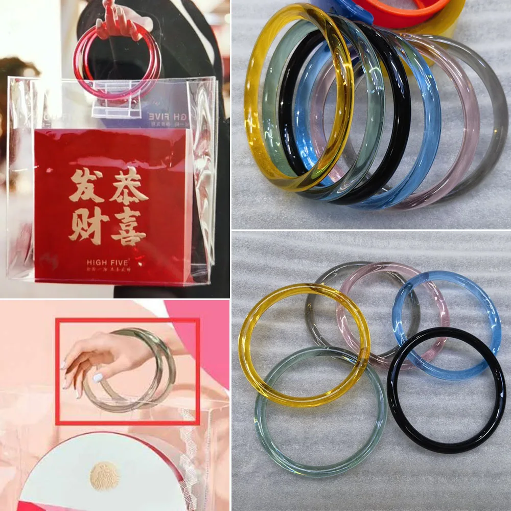 DIY Handbag Handles Round Bag Handle Women Wallet Coin Purse Solid Color Circle Round Handle Plastic Ring Woven Bag Handle