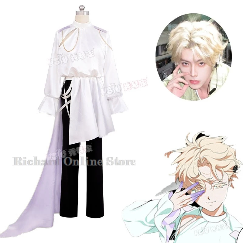 

Alien Stage Lukaa Cosplay Costume Wig Top Pants Anime Idol Cosplay Role Playing Party Suit Mens Fancy Halloween Carnival Outfit