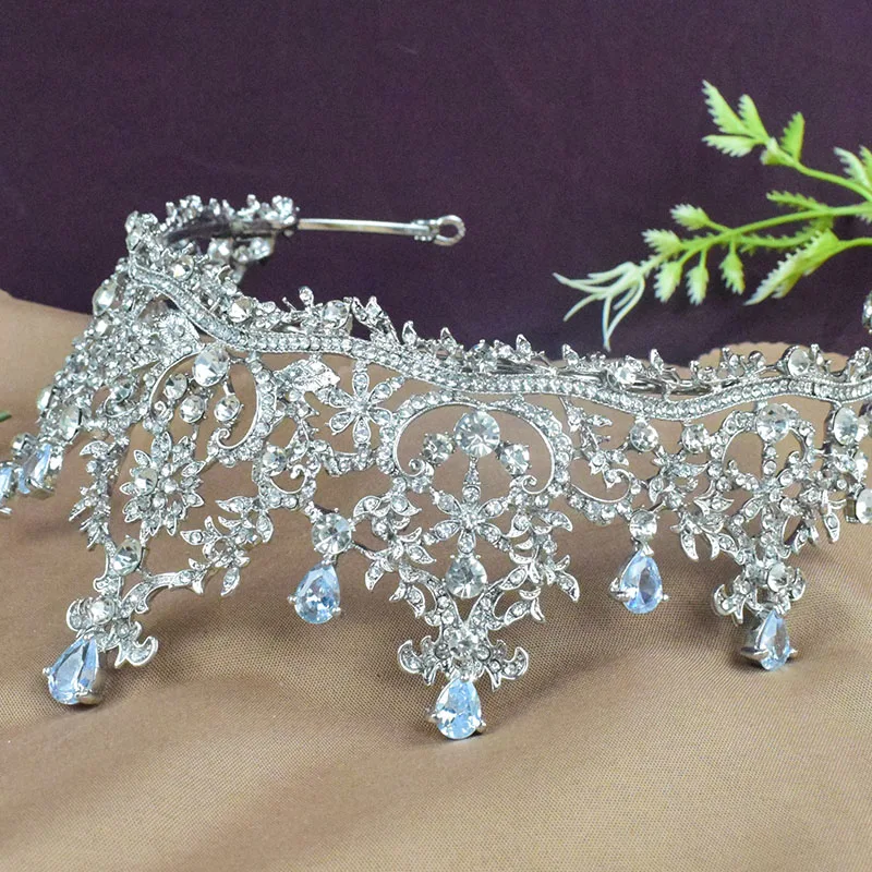 Baroque Luxury Crystal Rhinestone Tiaras and Crowns For Women Bride Vintage Prom Diadem Bridal Wedding Hair Accessories Jewelry