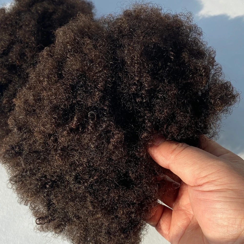 Raw Human Hair Bundles Virgin Fluffy Afro Kinky Curly Human Hair Weave Extensions Afro curly 4b 4c Bundles Brazilian Double Weft - 6