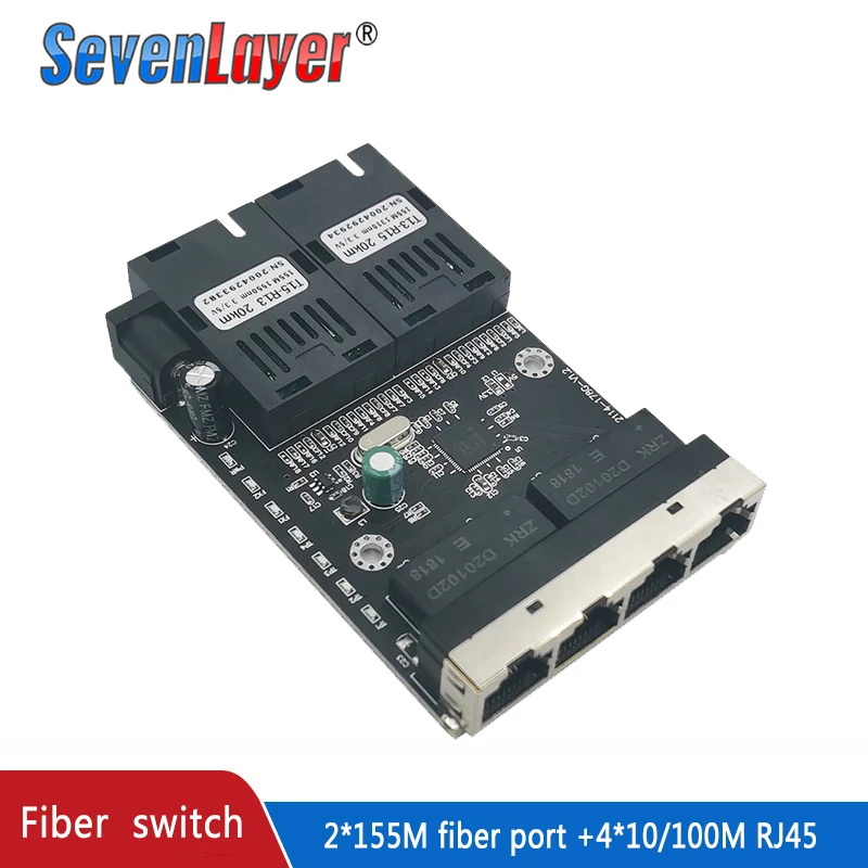 Ethernet switch  Fiber Optical Media Converter Single Mode 4 RJ45 and 2 SC fiber