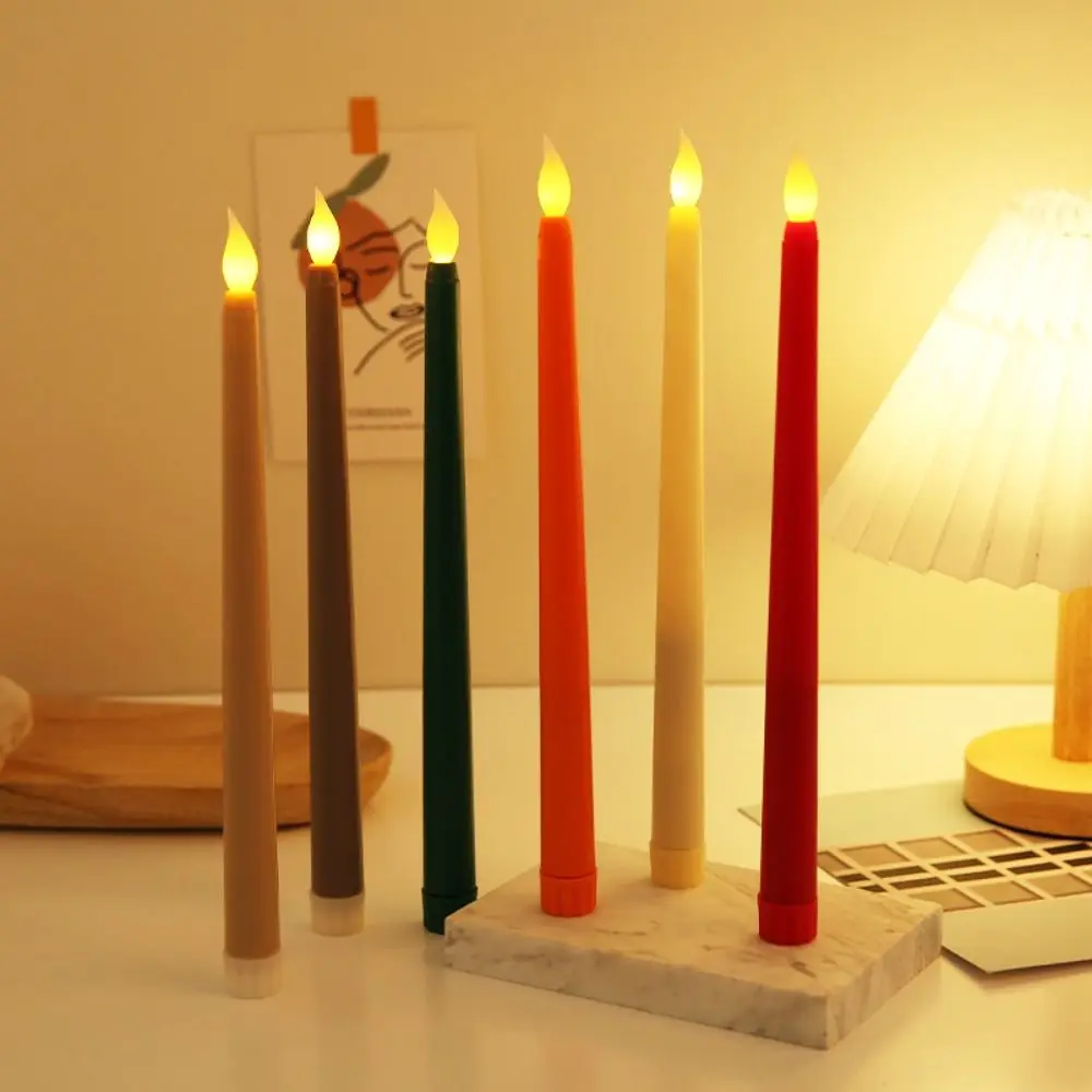 Black Oragne White Flickering Led Taper Candle Emitting Color:white-A 5