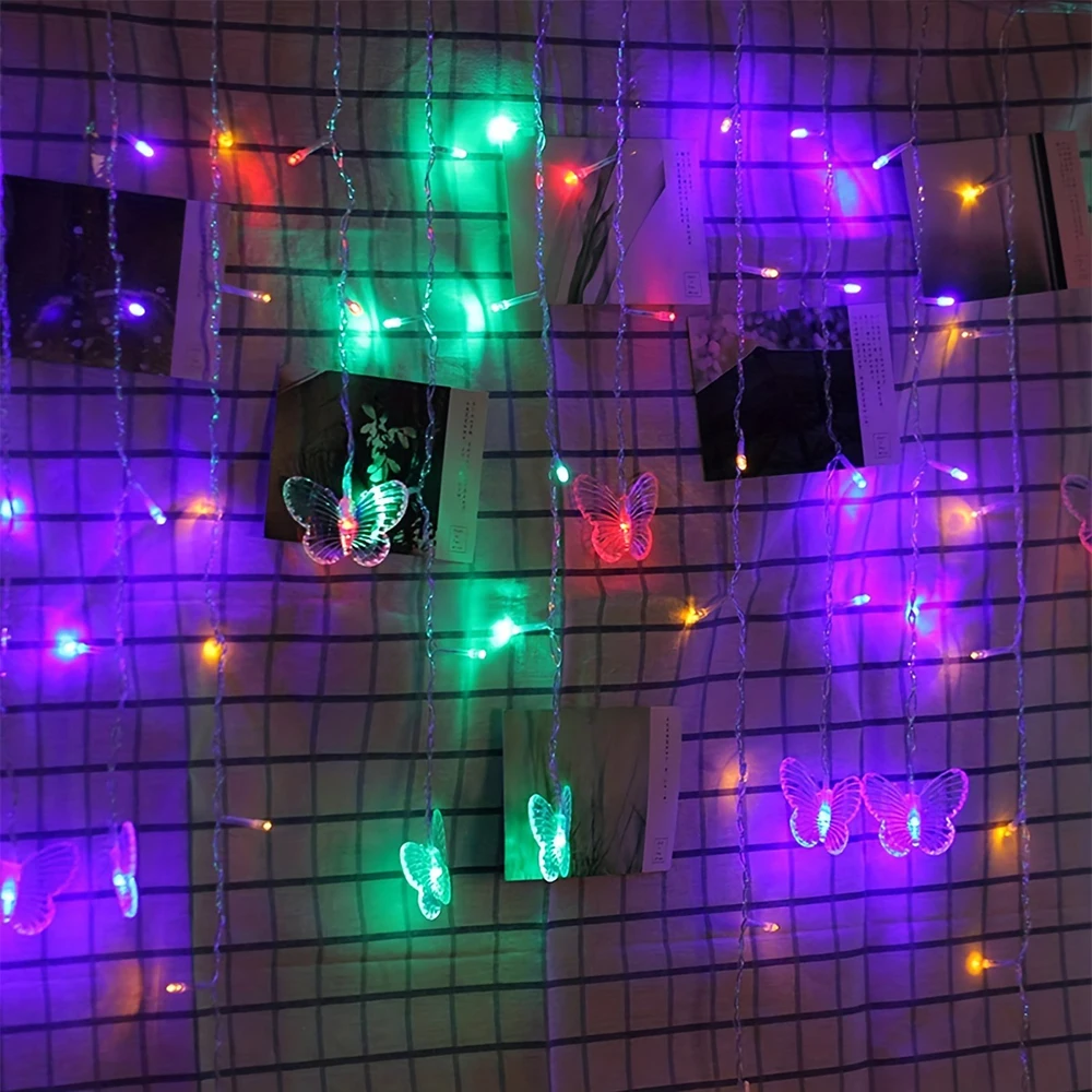 LED String Lights 2M Butterfly Lamp Yard Light for New Year Decorations and Outdoor Lighting Batteries Not Included
