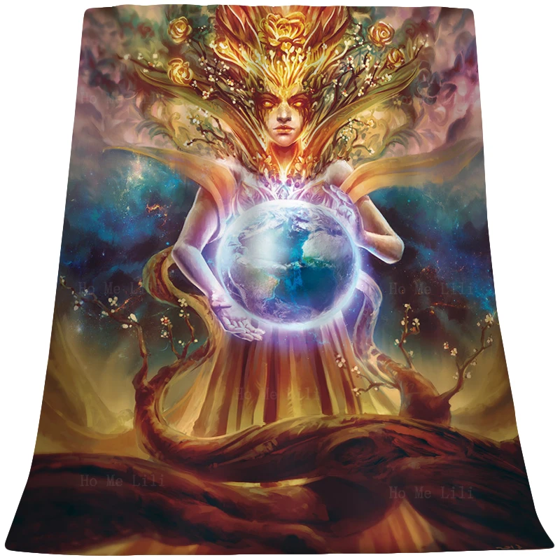 

Goddess Art The Incarnation Of Gaia Meditation Mother Earth Artistic Vision Warm Soft Flannel Blanket Fit For Travel Office Use