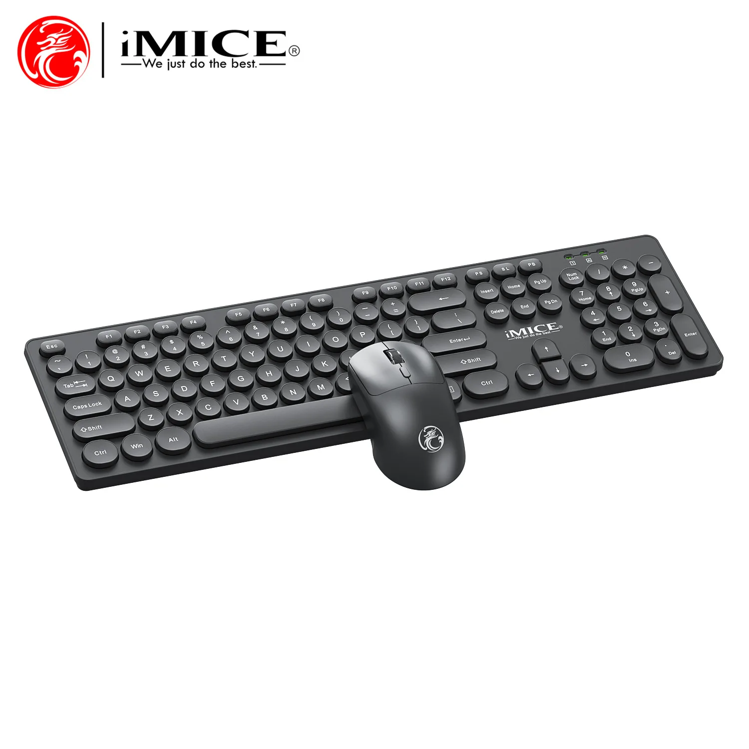 USB wireless gaming round key cap waterproof keyboard and mouse wireless office keyboard and mouse set