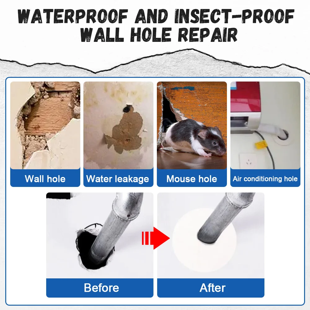 【FUN LIVE】 Wall Hole Sealant Air Conditioning Hole Water Pipe Waterproof Seal Solid Glue Repair Rubber Mud Household Tools Plugging King. 
