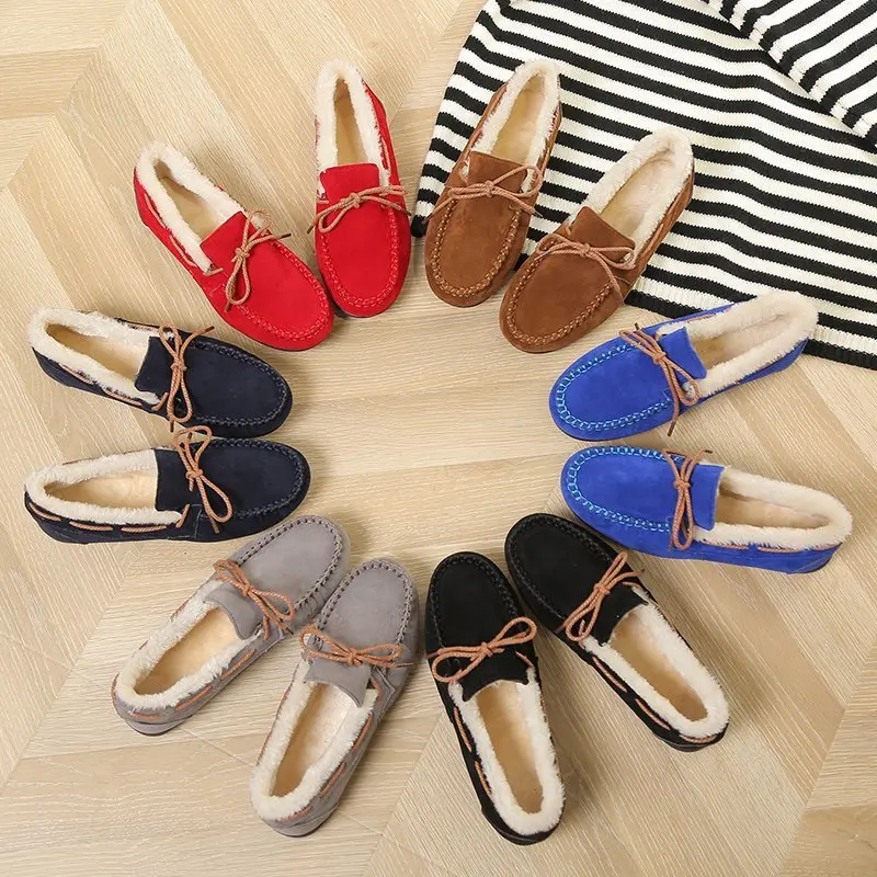 Women Shoes Winter Women Shoes Slip-On Flat Shoes Casual Comfortable Loafers Warm Plush Moccasins Lady Cotton Plus Size