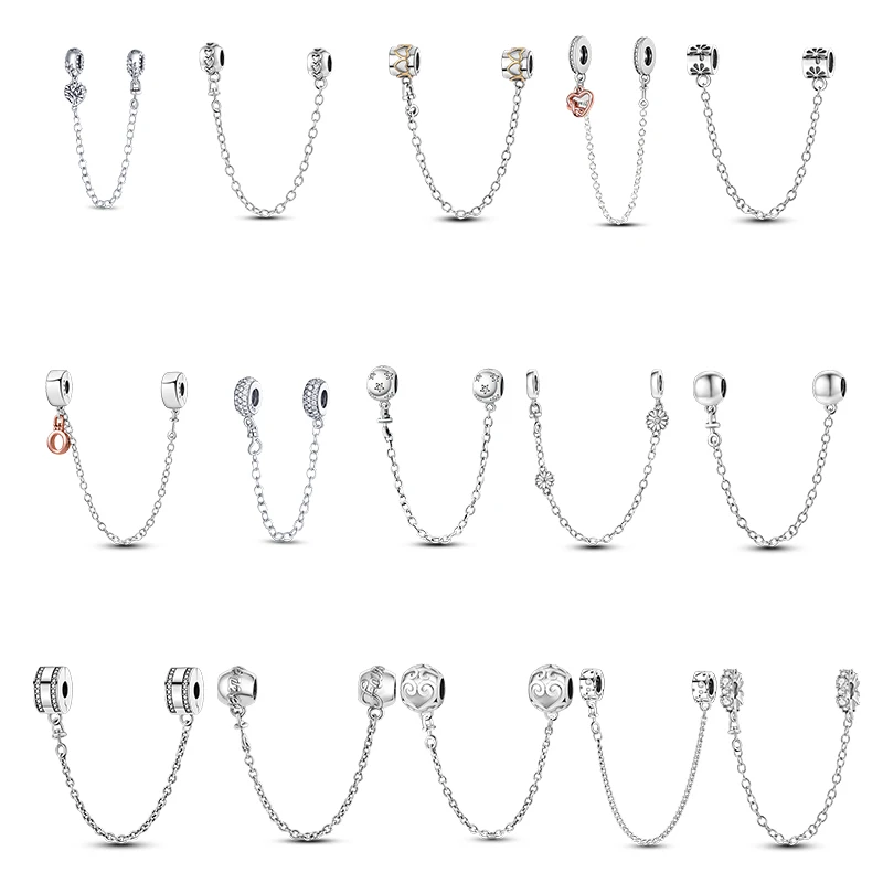 Original 925 Silver Pandora Safety Chains Fine Clip Pandora Bracelet