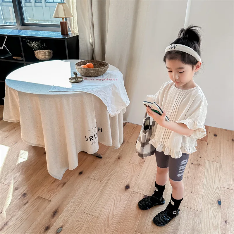 2026 여름 어린이 면화 의류 소녀 반팔 블라우스 키즈 탑 코튼 키즈 루즈 셔츠 캐주얼 풀오버