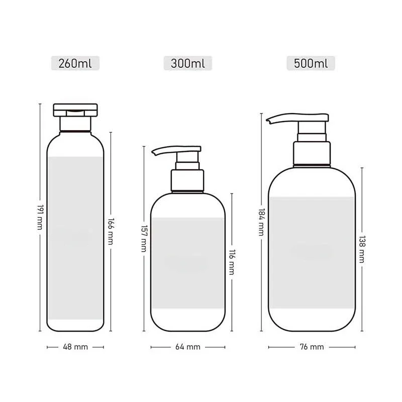 300ml/500ml White Empty Plastic Pump Lotion Shampoo Bottle High-end Cosmetics Bottles Acrylic Pump Head Refillable Garrafa
