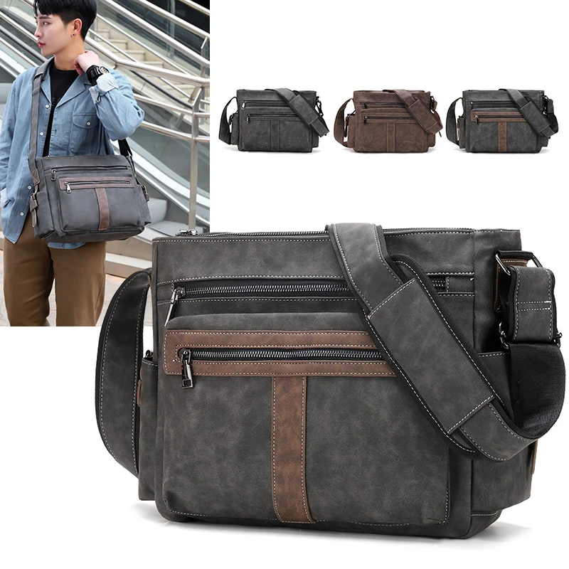 

2023 New Men's Leather Oblique Cross Travel Bag Men's Business Leisure Cross British Shoulder Bag Men's Shoulder Bag