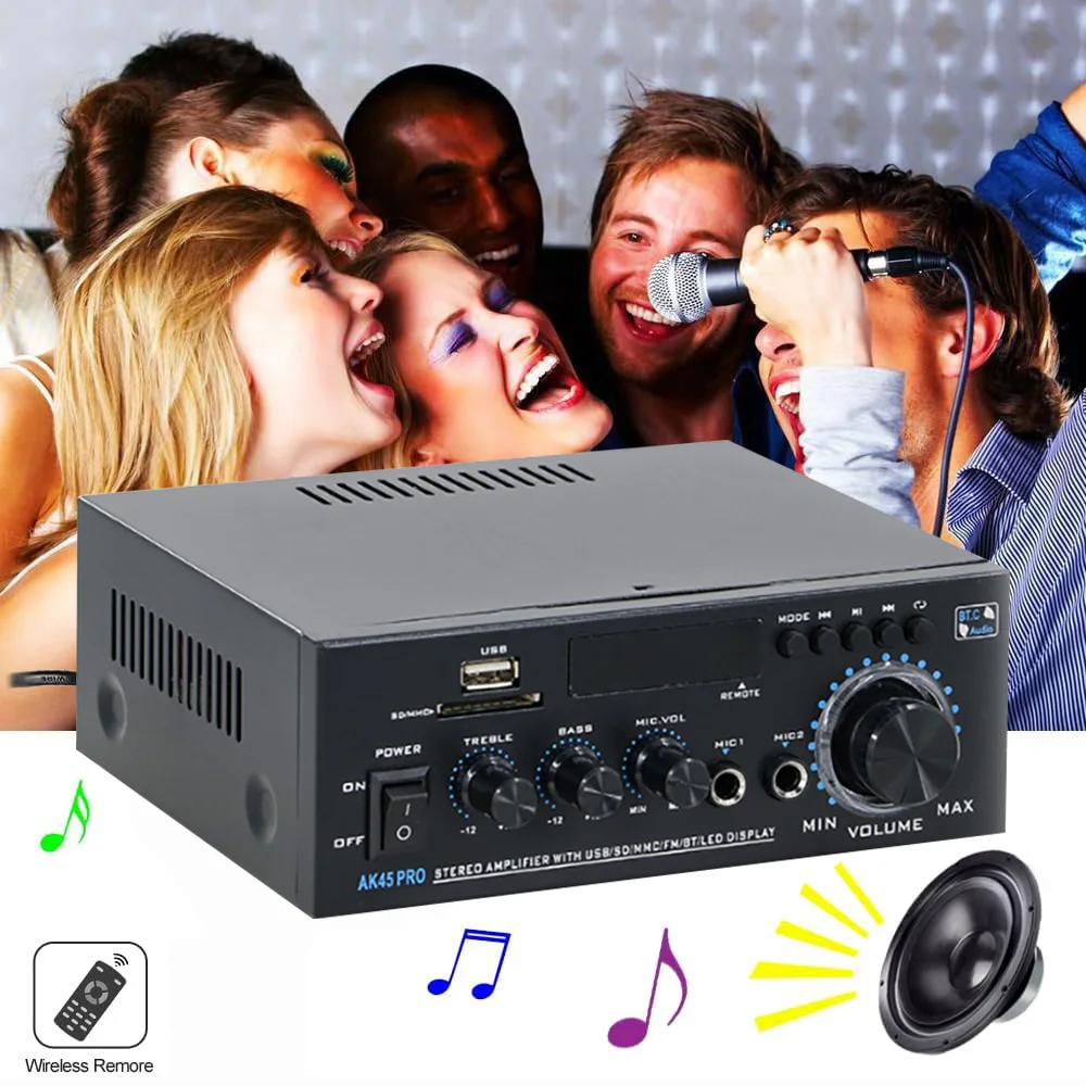 Digital Bluetooth Audio Amplifier MP3 Channel 2.0 Sound Power AUX stereo Home Automotive Car Speakers for Home Theater Karaoke