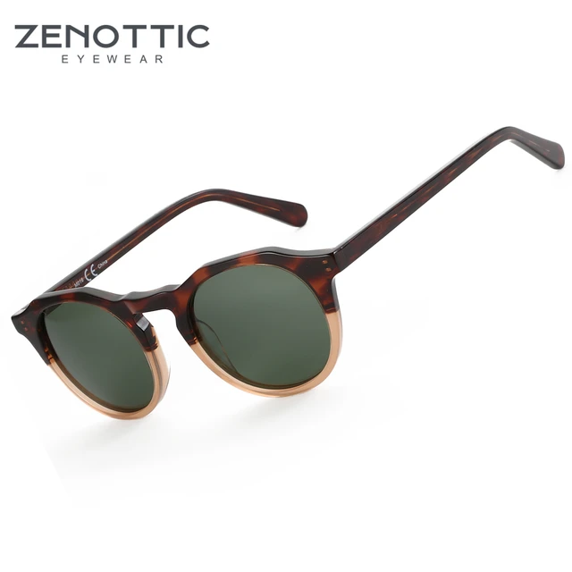 ZENOTTIC Acetate Round Sunglasses Women Coating Sun Glasses