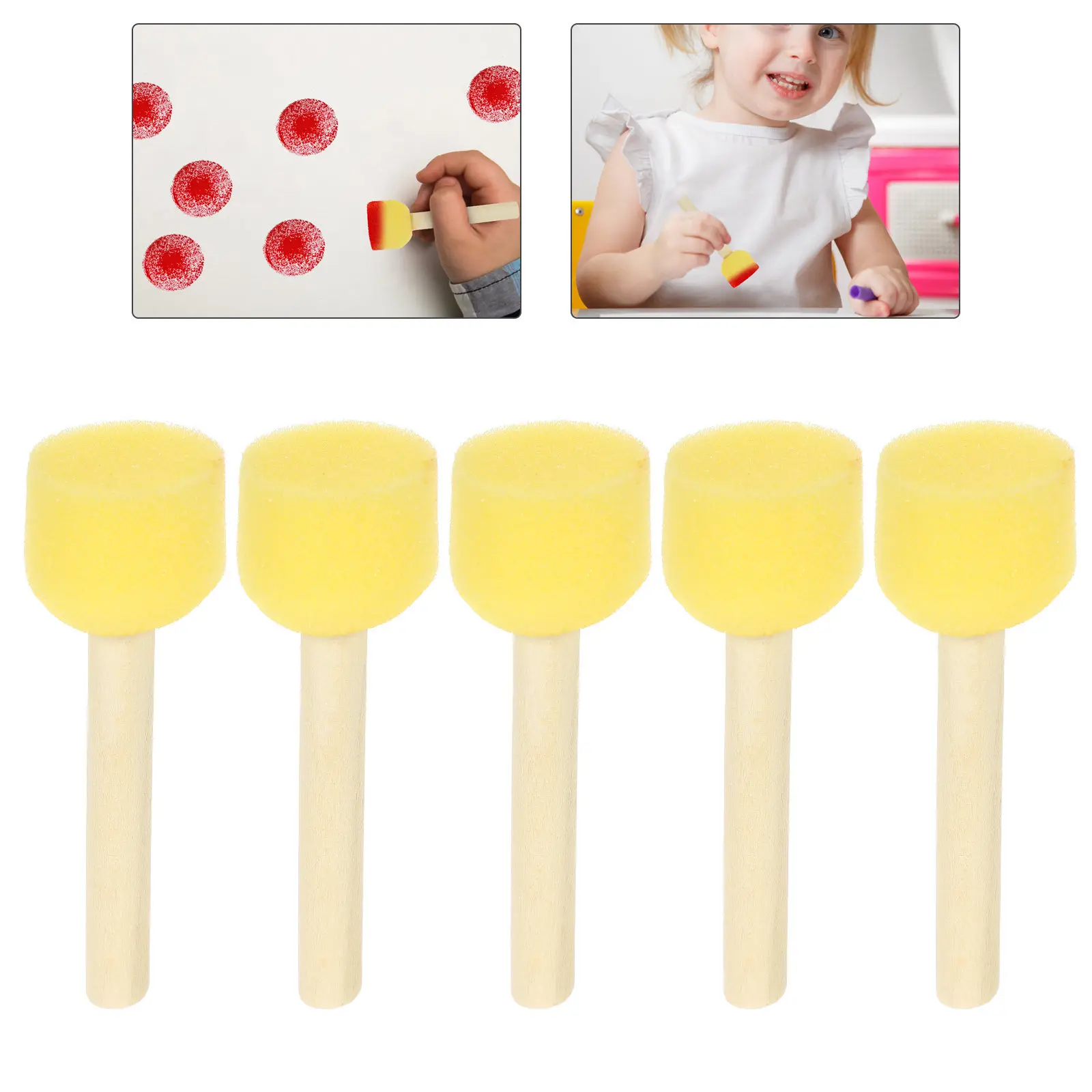 20Pcs 어린이 낙서 스폰지 브러쉬 나무 손잡이가 있는 휴대용 그림 도구 미술 수업 생일 파티 그림 그리기에 이상적