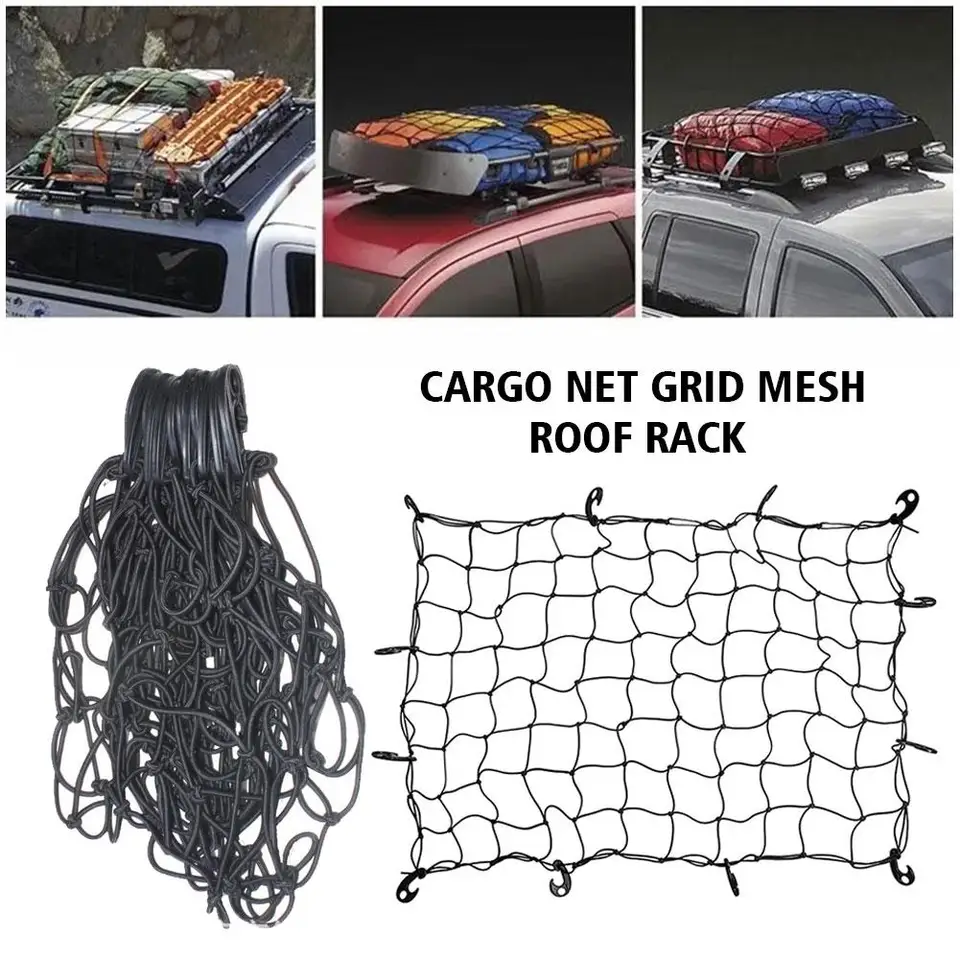 thumbnail image 2 of Car Van SUV Roof Top Cargo Rack Carrier Luggage Net Elastic Mesh Cover 180x120CM 2 of 14