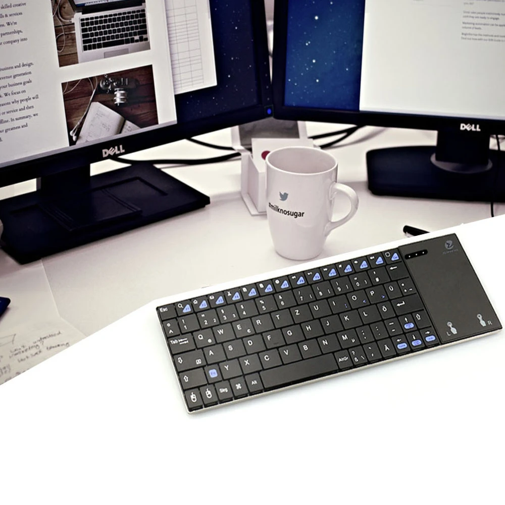 Zoweetek-mini Teclado sem Fio com Touchpad pc Smart Iptv Android tv Box Espanhol Inglês Versão Alemã - Imagem 3