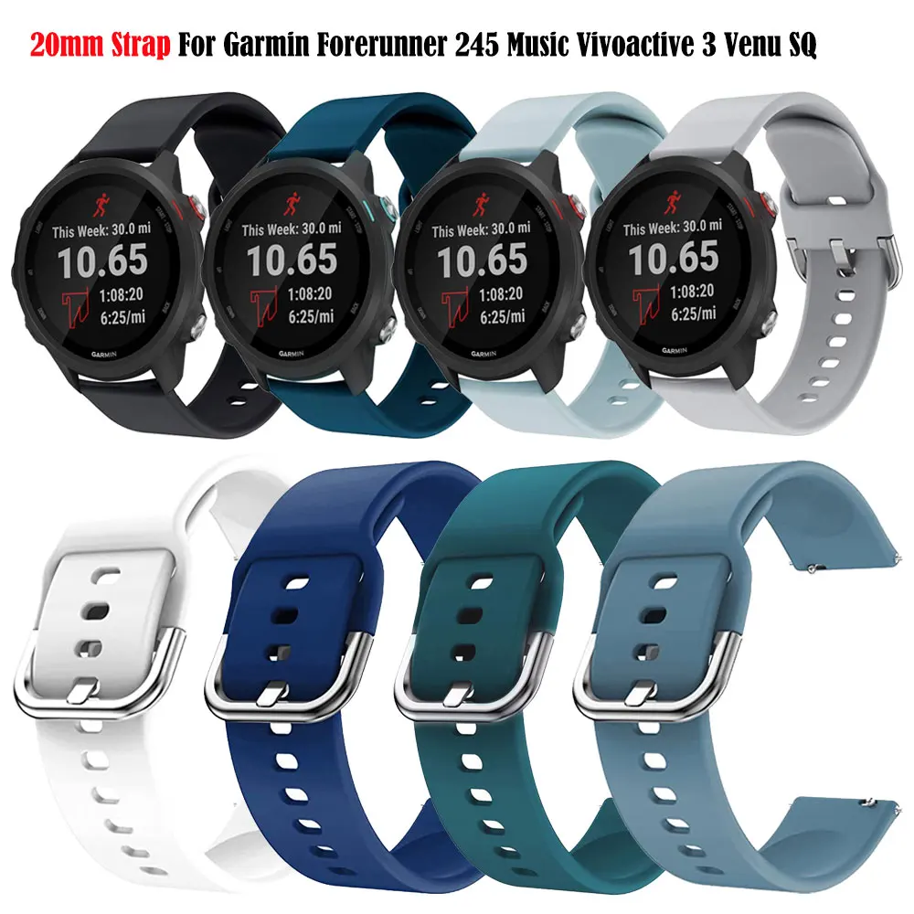 Cinturino Da 20Mm Per Garmin Forerunner 245 245M Cinturini In Silicone Per Cinturino Per Garmin Voviactive 3 Music/Venu/Venu 2 Plus/Venu Sq