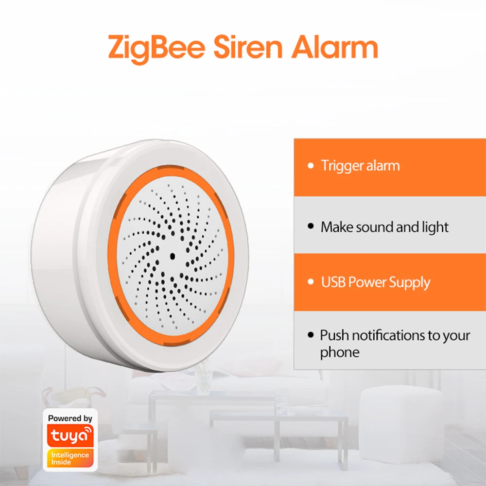 Tuya ZigBee Ʈ ̷ ˶ 90dB  Ʈ Ȩ  溸 Tuya Zigbee  Բ ۵
