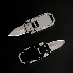 Faca dobrável de aço inoxidável pequena faca dobrável mini chaveiro faca edc ao ar livre bolso faca com cordão