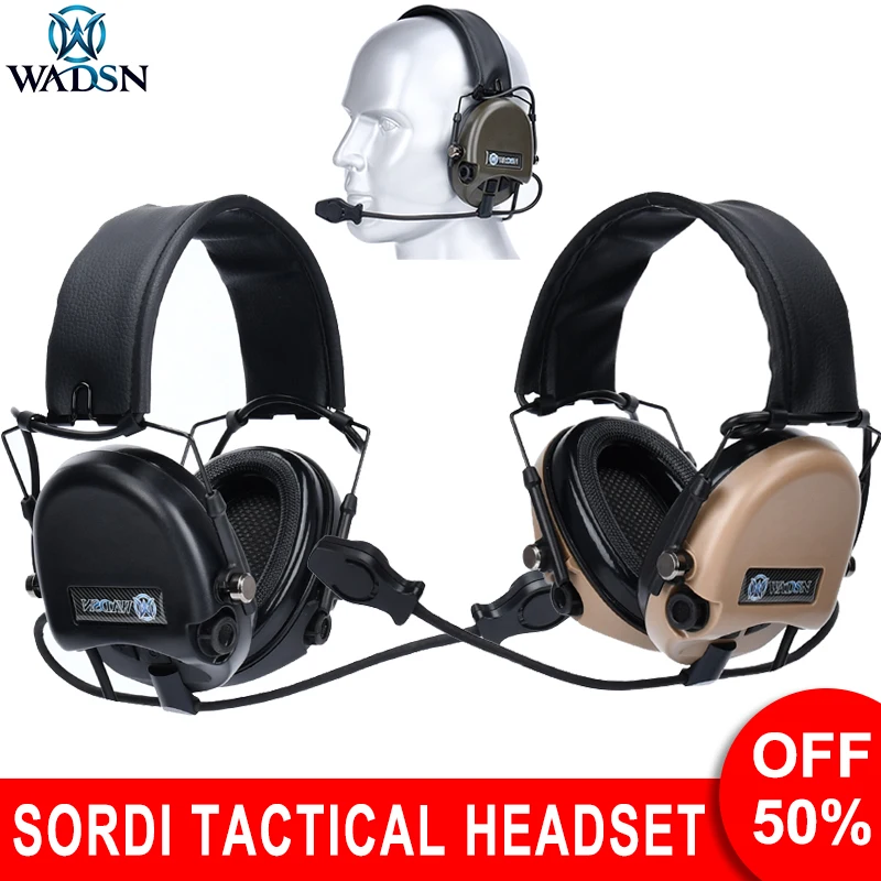 

WADSN Tactical Shooting Headset Softair Sordin Headphone Communication Earphone No Noise Reduction U94 PTT Kenwood Plug