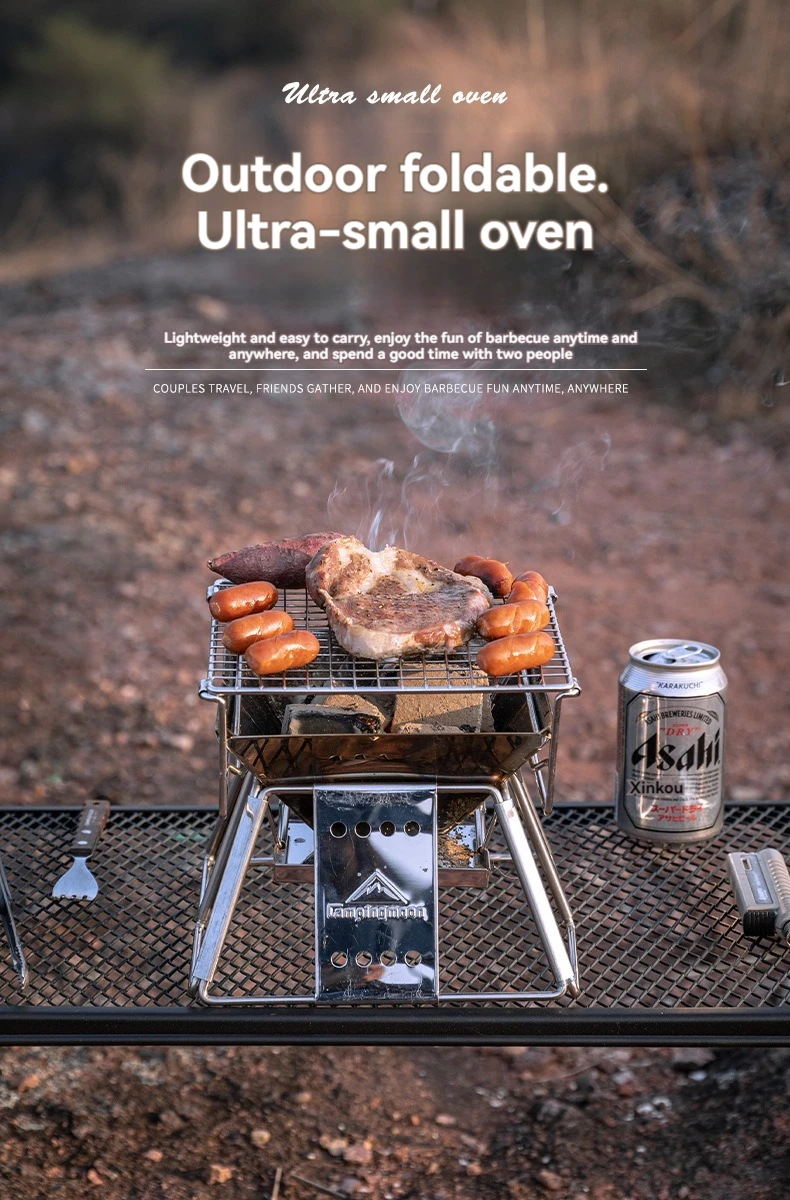 CAMPINGMOON Outdoor-Grill für Paare zum Grillen von 1–2 Personen, kleiner Campinggrill aus Holzkohle für Familien, X-MINI – Detail 1