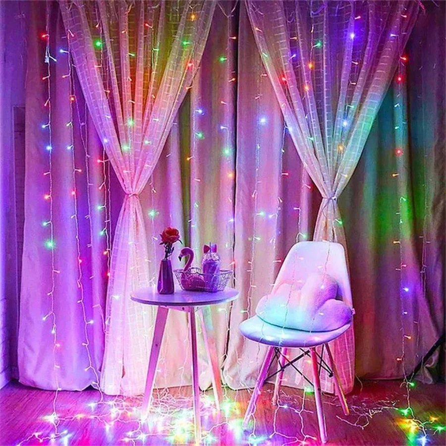 2023 New Year Christmas Decor Curtain Icicle String Lights Outdoor 3X3M 300LED Fairy Garden Lights Garland for Holiday Lighting led holiday light christmas decoration fairy lightsroom decor garland curtain led lights string christmas lights new year decor