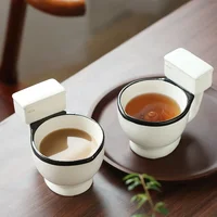 300ml Toilet Shaped Cup Coffee Ceramic Cup with Handle Water Cup Coffee Tea Milk Ice Cream Cup Funny Gift 2